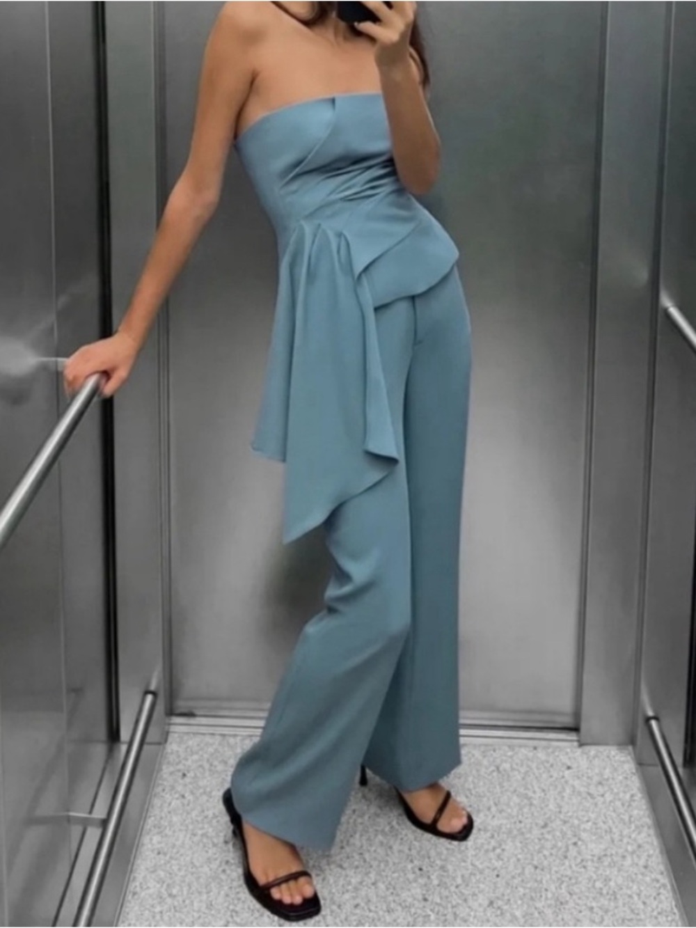 NWT Zara Draped Slate Blue Dress Pants Large